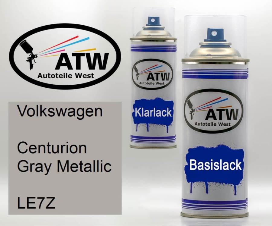 Volkswagen, Centurion Gray Metallic, LE7Z: 400ml Sprühdose + 400ml Klarlack - Set, von ATW Autoteile West.